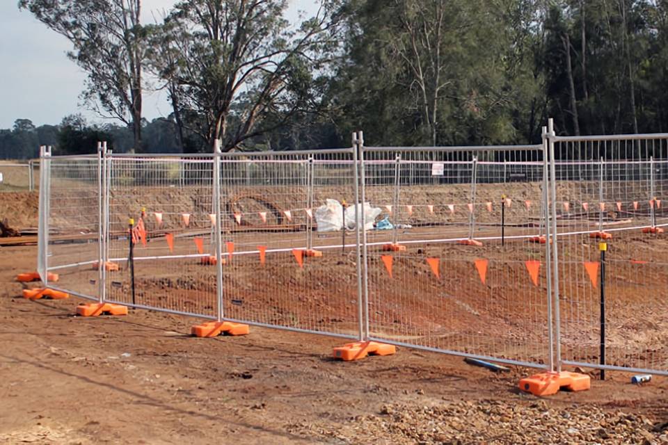 A foundation construction site is enclosed by Australia temporary fence and star pickets.