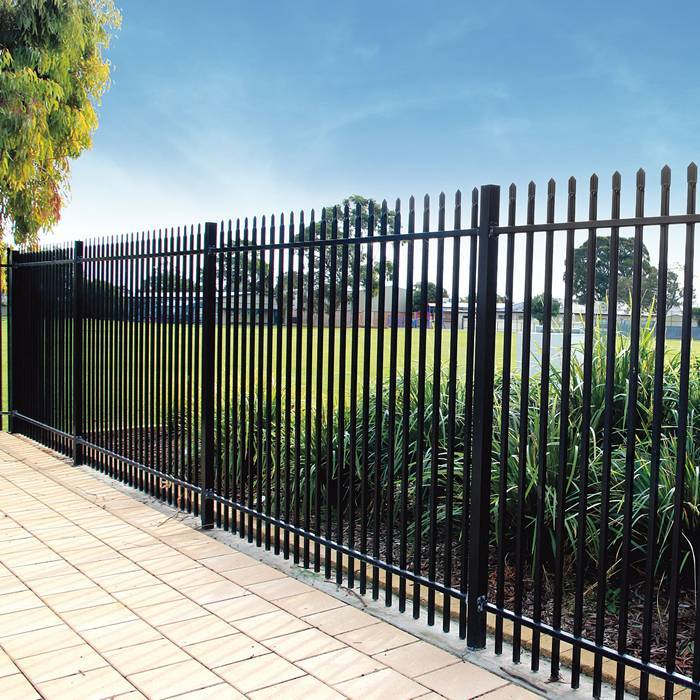 Steel fence is used to create boundaries for botanical gardens.