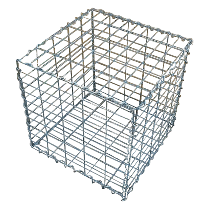 Şeffaf arka plan üzerinde spiral tel ile kaynaklı gabion bir parça.
