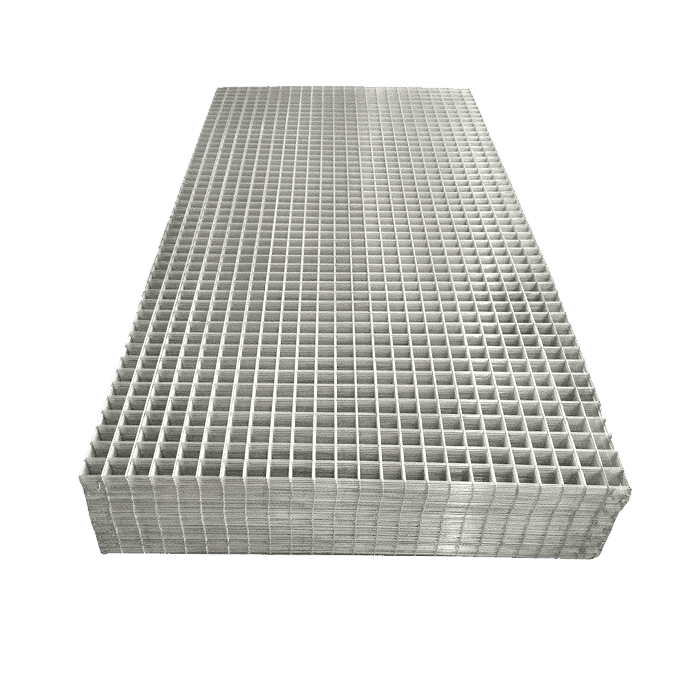 Several pieces of welded wire mesh panel on white background.