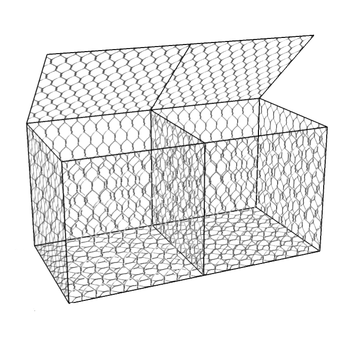 Şeffaf arka planda bir dokuma gabion sepeti birimi.